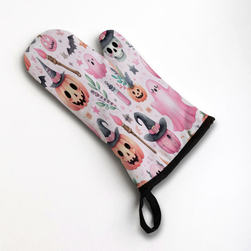 Pink Ghosts Oven Mitt Cotton Twill
