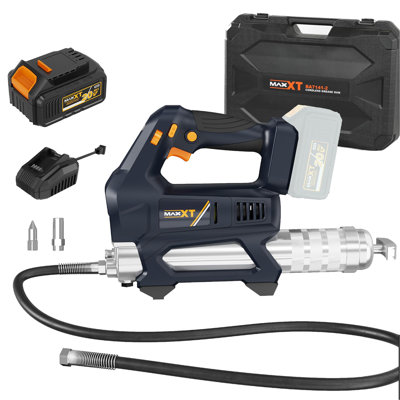 Heavy Equipment Grease Gun Cordless, Max 20000 PSI 20V Grease Gun Battery Powered with 4.0Ah Battery and Quick Charger, 40" Long Hose and LED Light, 6 Speed Electric Grease Gun