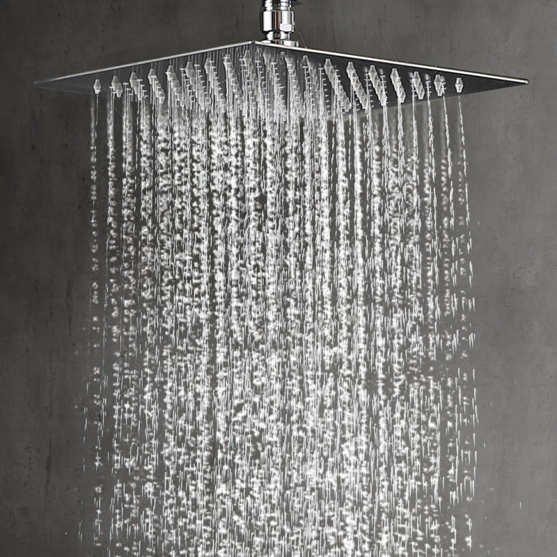 Pomme de douche carrée à fonctions multiples 304 en acier inoxydable 304 1,8 gal / min 12 pouces, Chrome poli