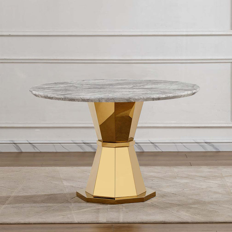 47" Round Dining Table, Gold, Gray