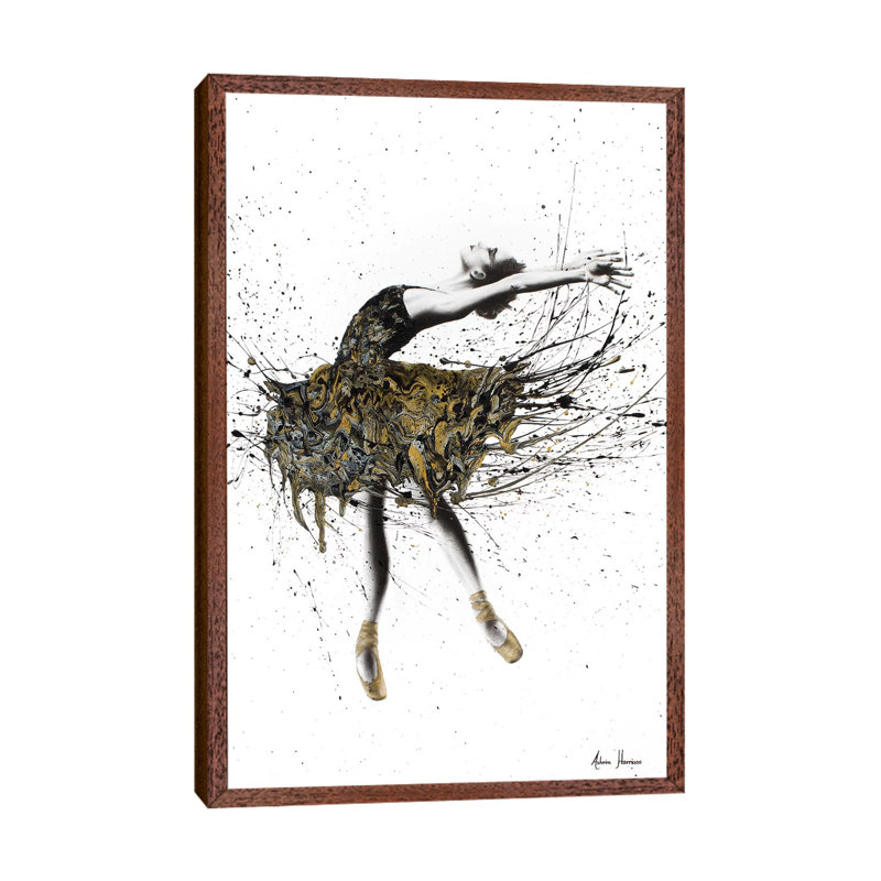 Black Swan Night by Ashvin Harrison - Print on Canvas, 66.04 cm H x 45.72 cm W, Classic Brown Wood Framed