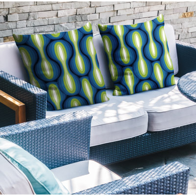 Geometric and Ombre Outdoor Reversible Throw Pillow