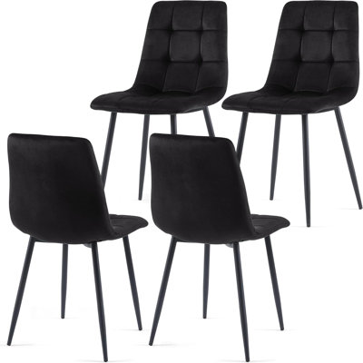 Velvet Dining Chairs Set of 4, Black