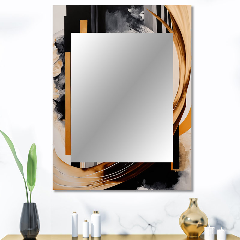 Gold Touch Art Deco I - miroir mural décoratif abstrait, miroir moderne, art imprimé en métal, 40 po x 30 po