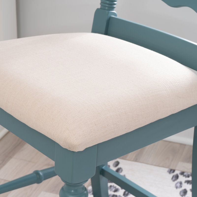 Atalanti Ladder Back Counter/Bar Stool, Counter Stool (25" Seat Height), Dark Teal