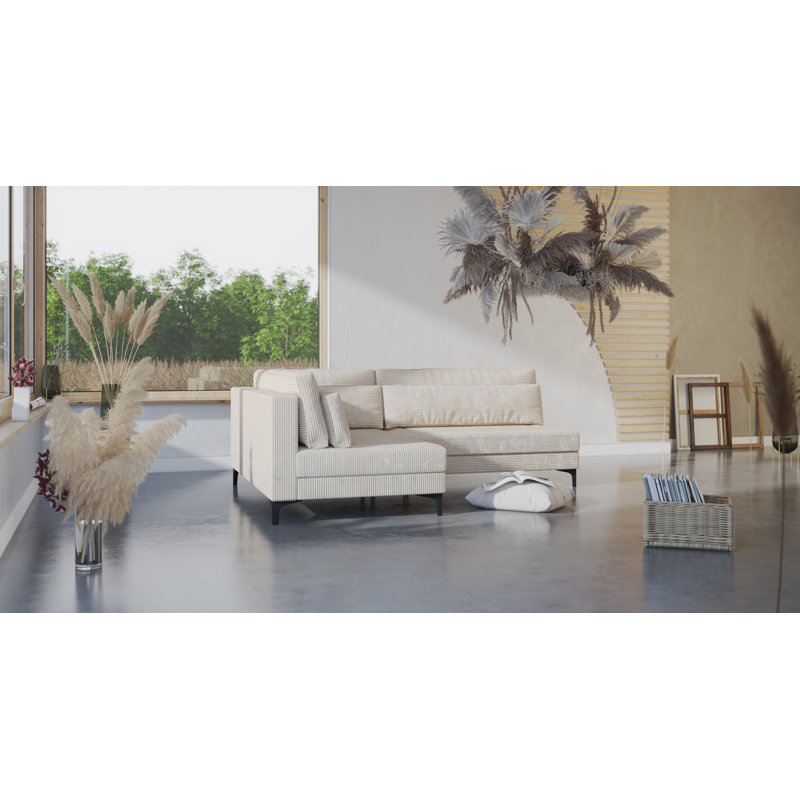 Hundo 2 - Piece Upholstered Corner Sofa, Beige, Left Hand Facing