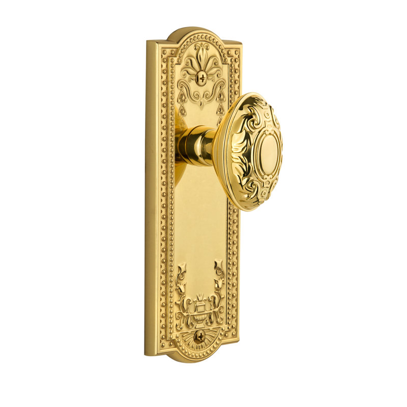 Grandeur Parthenon Plate Single Dummy with Grande Victorian Door Knob, Lifetime Brass
