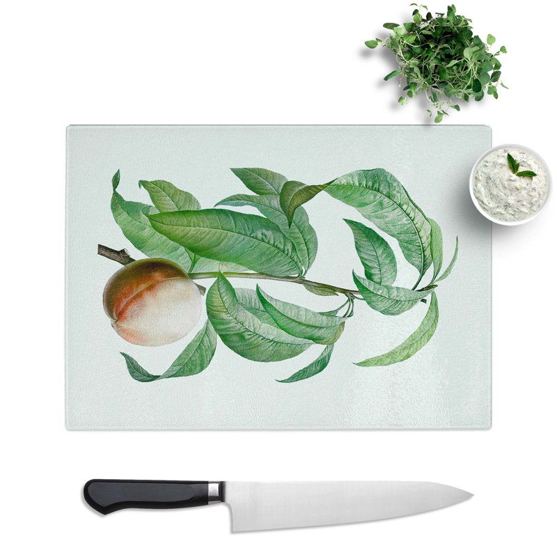 Tempered Glass Peach on a Branch by Pierre-Joseph Redoute Chopping Board, 39 cm x 28.5 cm