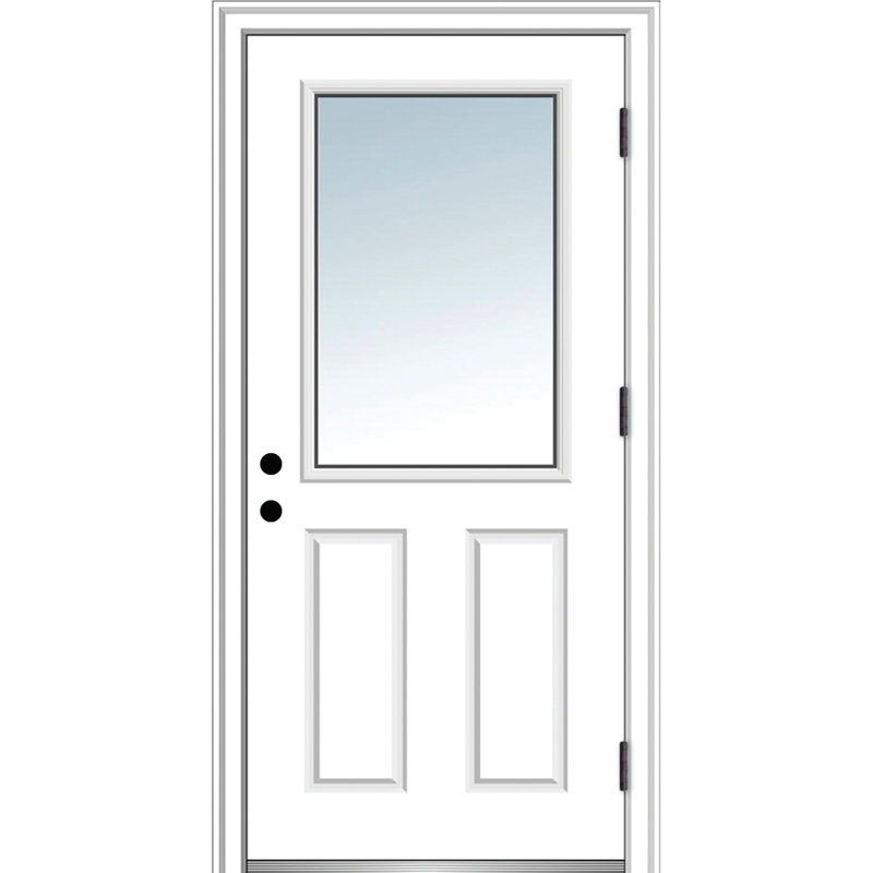Porte d'entrée avant en fibre de verre Smooth, S'ouvre à gauche vers l'extérieur, H 80 po x l 36 po x P 1,75 po, 6,56 po