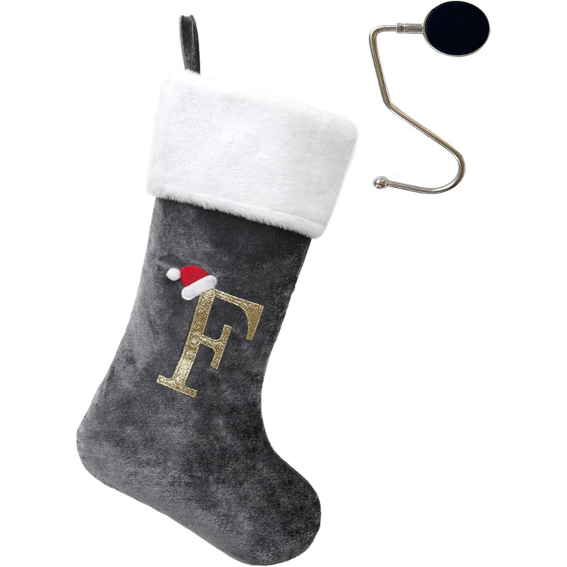 Bas de Noël monogrammés de 20 pouces avec lettres, bas de Noël super doux, bas de grand monogramme, bas de lettre rouge pour les Fêtes de Noël, cadeau de Noël…
