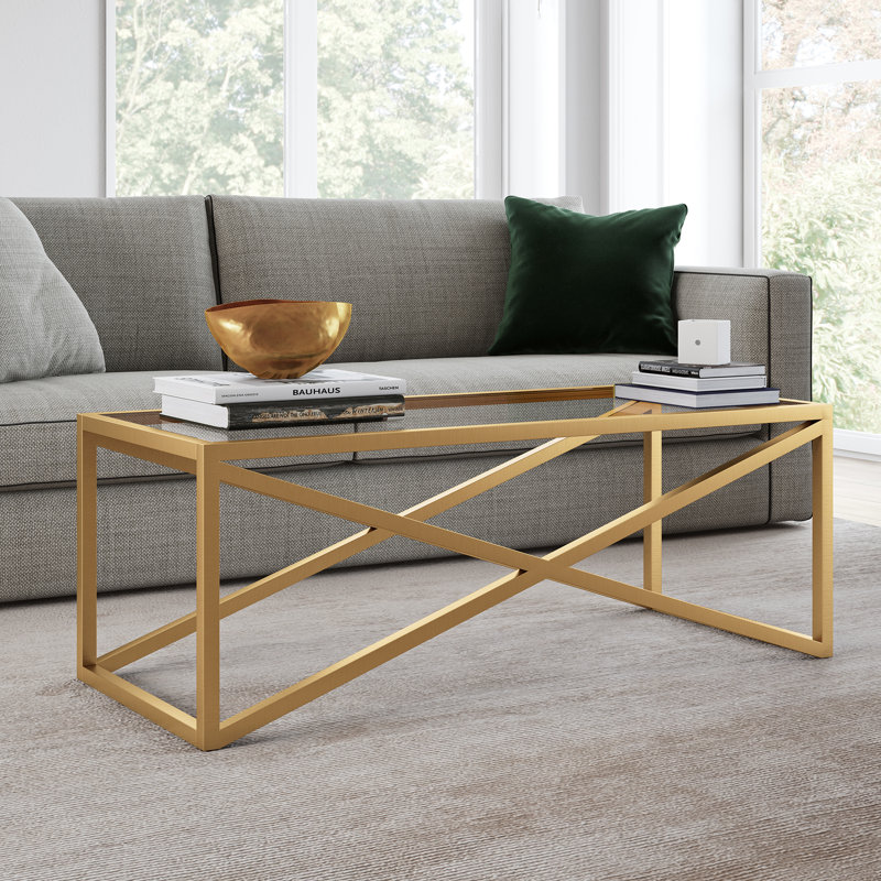 Calix Cross Legs Coffee Table, Gold