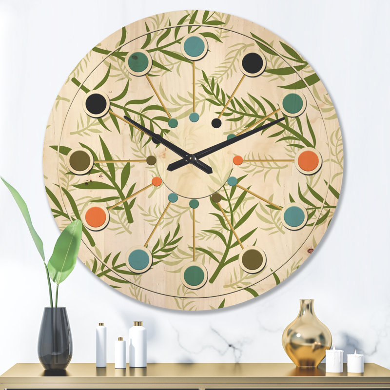 Horloge murale en bois Tropical Botanicals I, Très grand