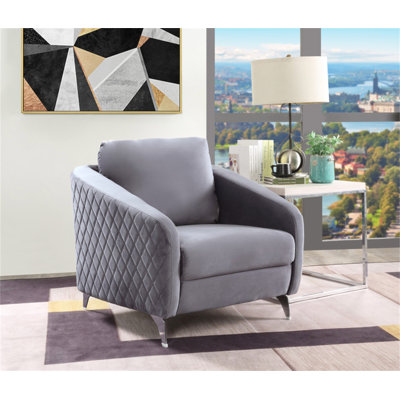 Fauteuil moderne chic en velours gris Livia