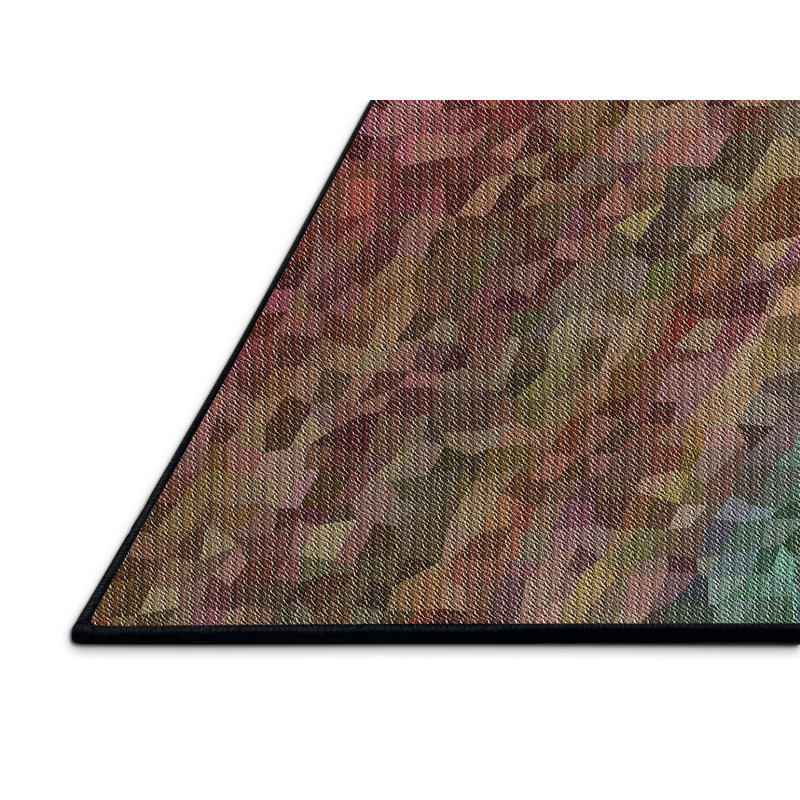 Tapis bleu/brun à motifs, Rectangle 2 pi x 4 pi