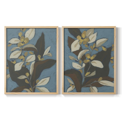 «Blue Shadow Garden I», reproduction encadrée de qualité supérieure - prête à être accrochée - aucun clou requis - aucun clou requis
