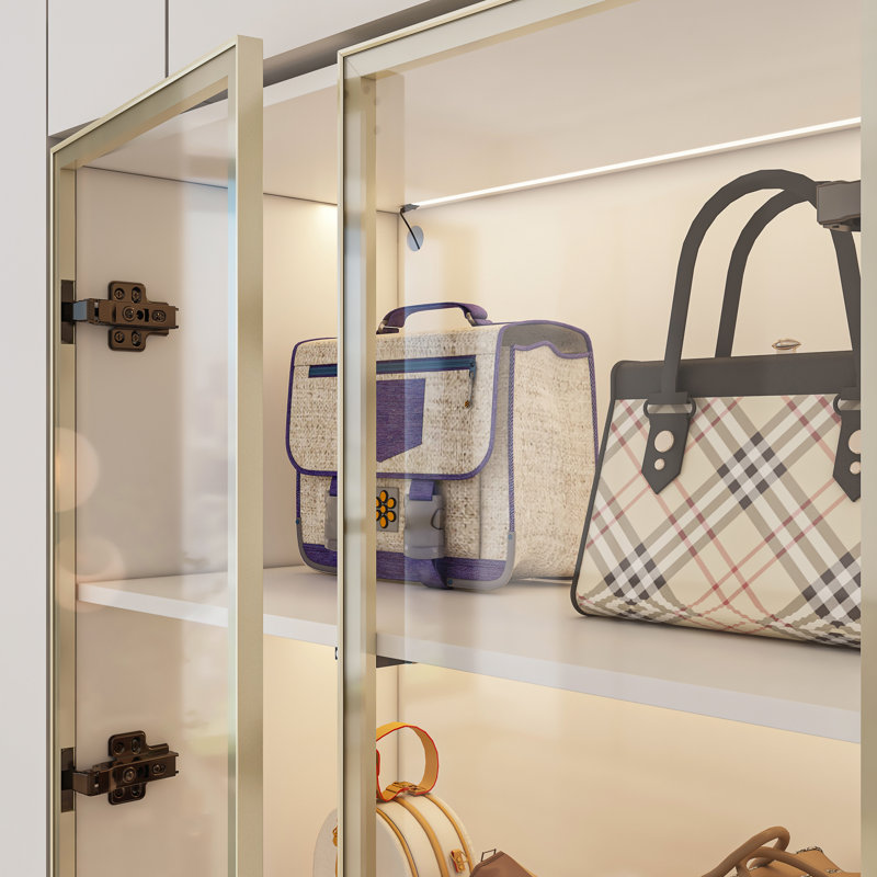 Armoire Maudena avec porte en verre et lumière DEL, Blanc
