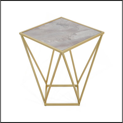 CREATIVE SIMPLE GLASS SIDE TABLE,GOLD+WHITE COLOR