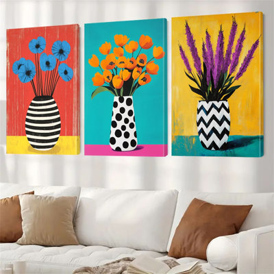 Décoration murale multicolore à motif de vase moderne sur toile sur le thème de la décoration murale moderne et classique convenant à un anniversaire de graduation de mariage de Pâques, Halloween