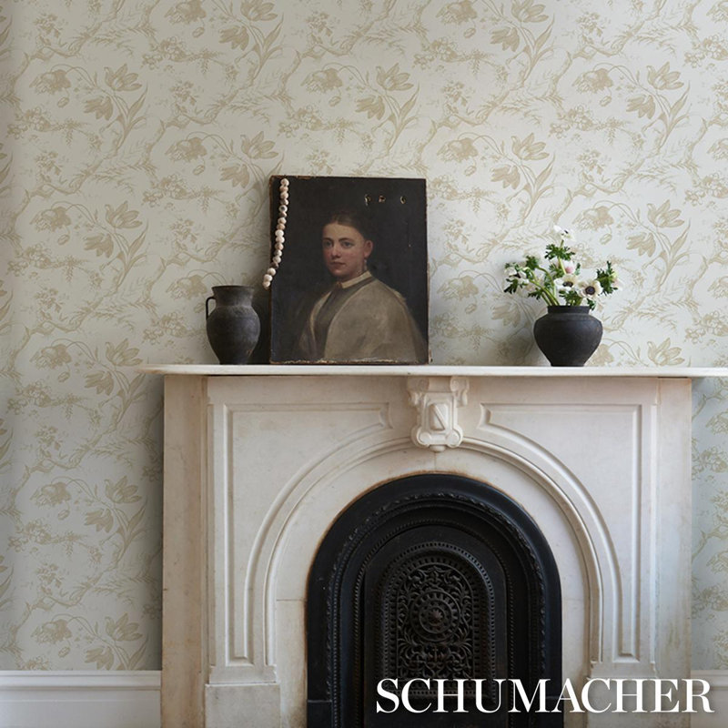 Toile De Fleurs Wallpaper, Birch