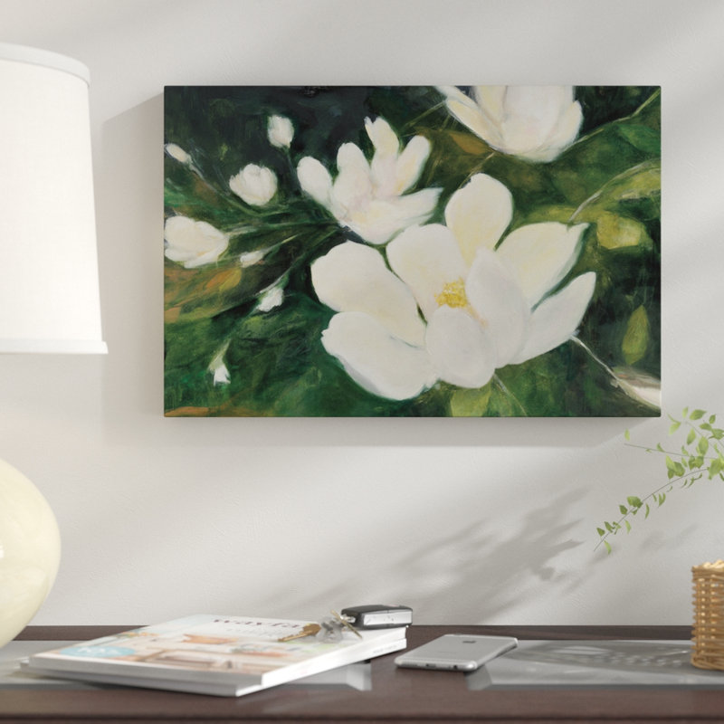 «Magnolia Blooms In Zoom» par Julia Purinton, reproduction sur toile tendue sur châssis, H 12 po x l 18 po x P 1,5 po