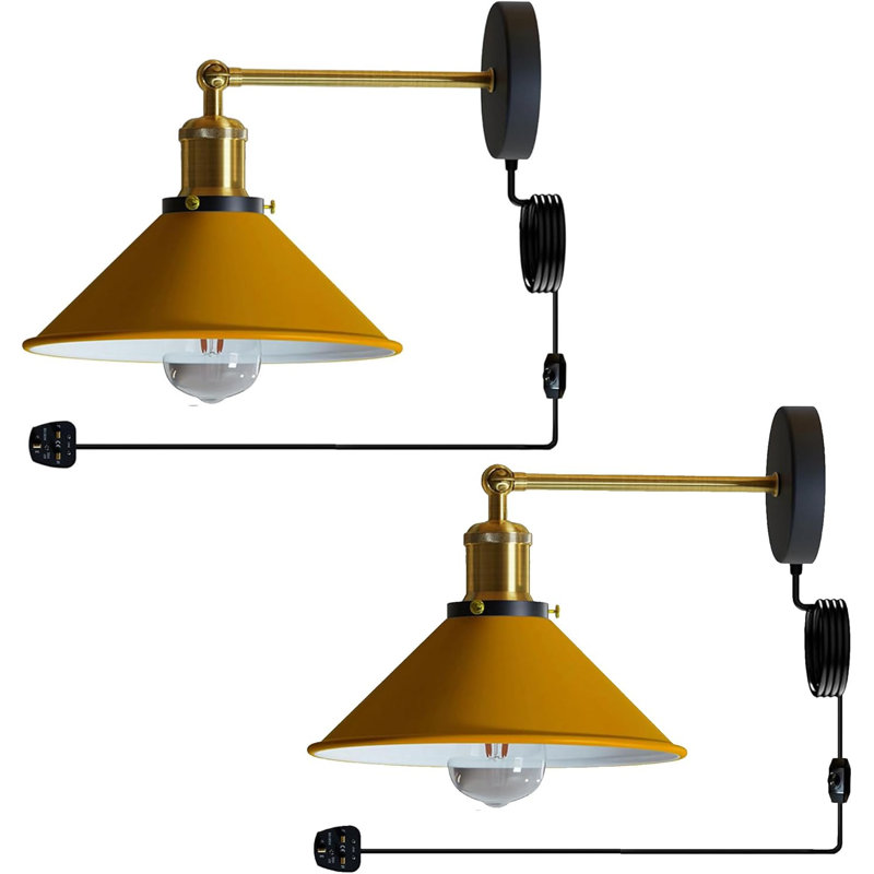 Plug-in Armed Sconce, yellow