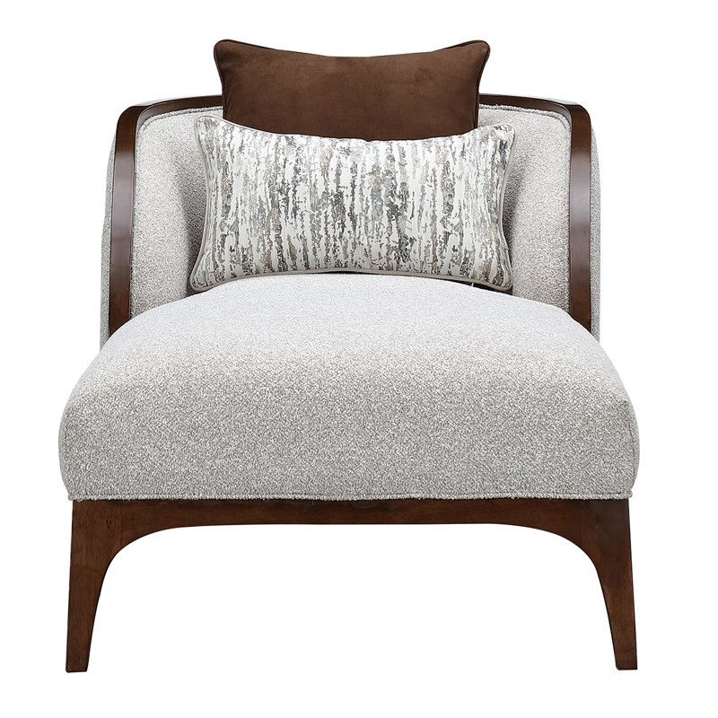 Houston Bouclé Chaise Lounger - Pebble/Walnut