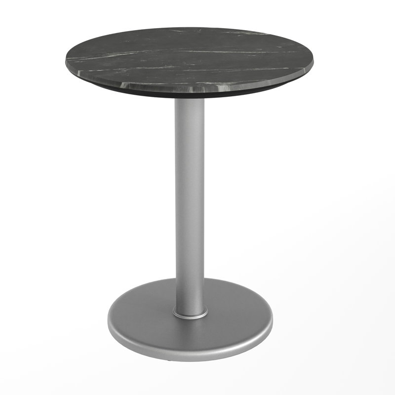 Plateau de table rond rond sans soudure toutes saisons avec base, H 29,5 po x L 23,5 po x l 23,5 po, Similimarbre noir