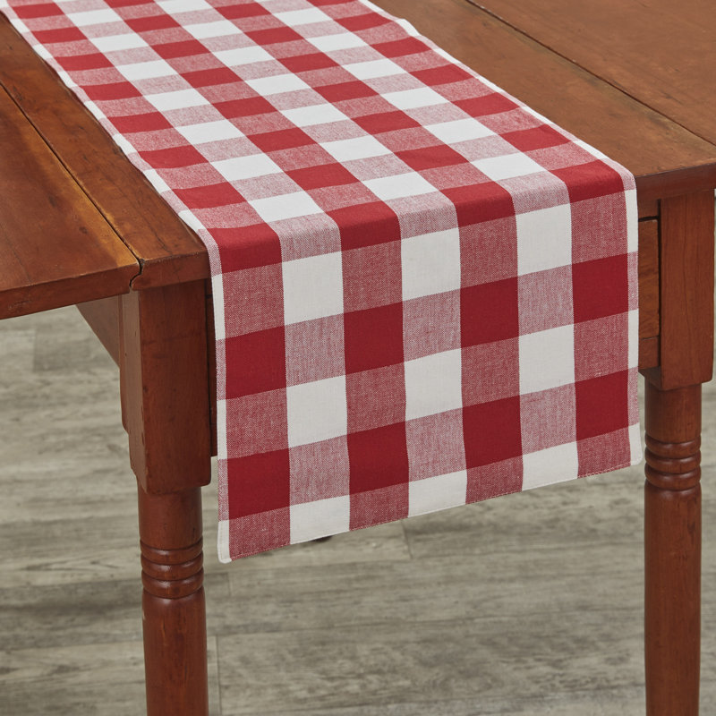 Amair Rectangular Plaid Table Runner, 36" x 13", Dark Gray 