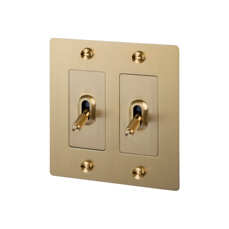 Toggle Switches Double Light Switch, Brass