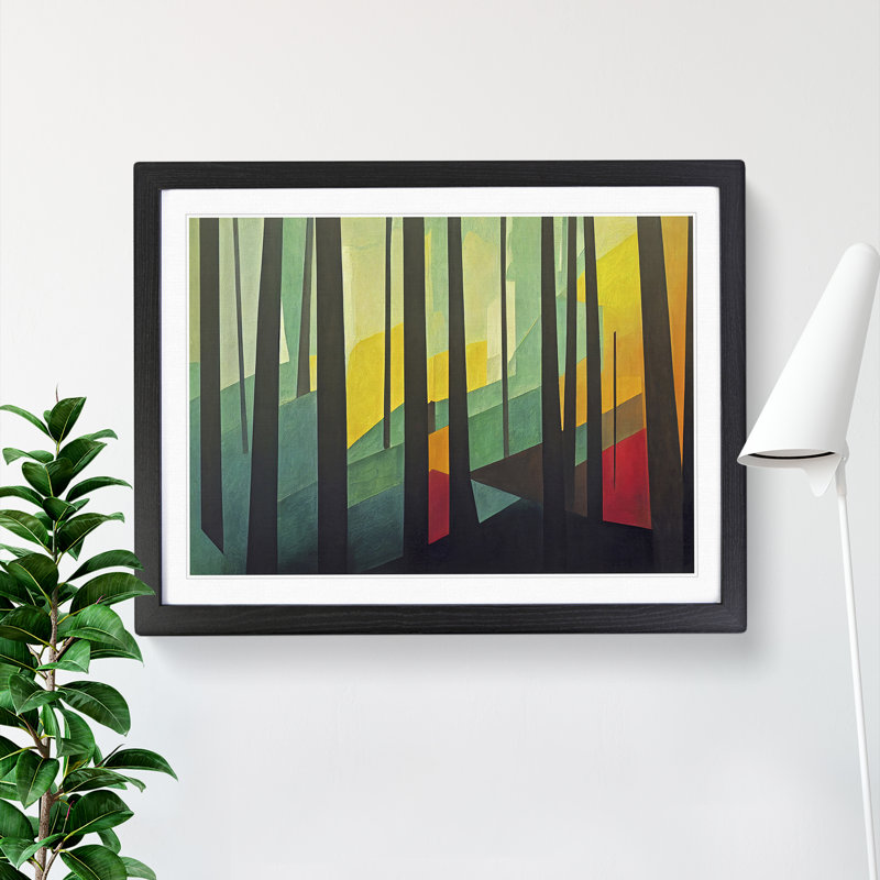 Innovative Abstract Forest - Single Picture Frame Painting, Black, 46cm H x 64cm W x 2cm D