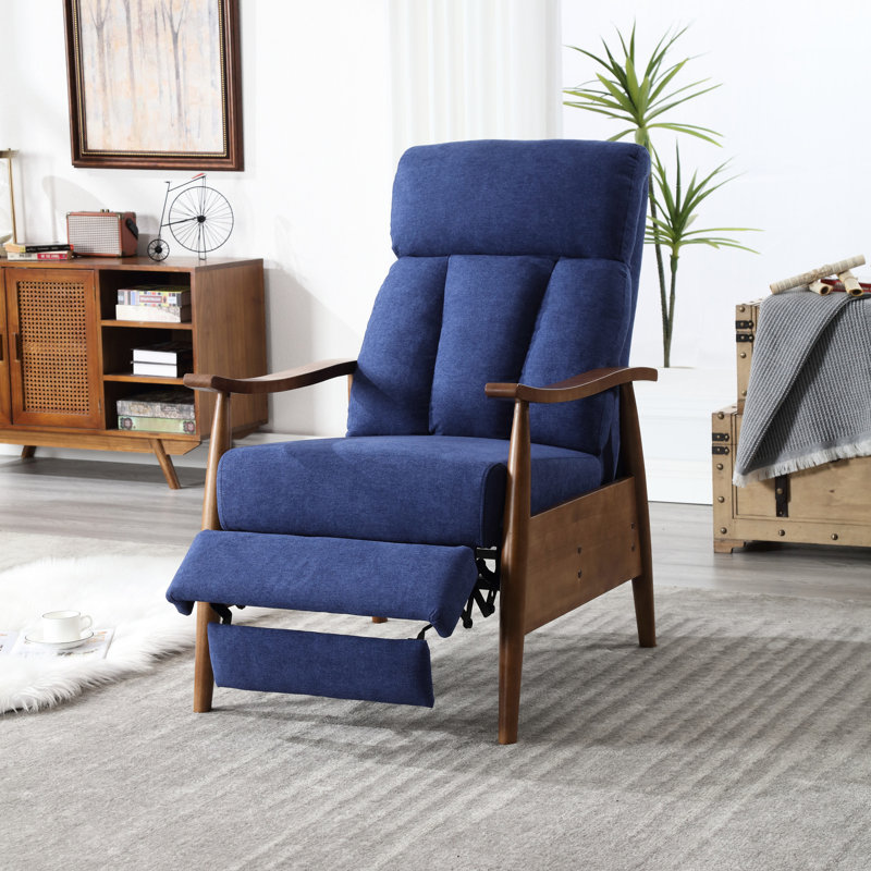 Fauteuil inclinable de salon - lin bleu, rembourrage épais et fauteuil confortable à fonction réglable pour coussin de siège