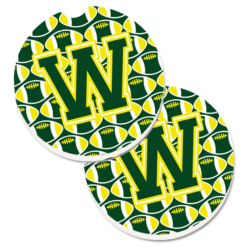 Sous-verre de football, W, Vert / Jaune