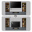Ensemble de 3 meubles télé modernes de 126 pouces (320 cm) pour téléviseurs jusqu'à 75 pouces (190 cm), meuble télé en bois avec rangement, console télé grise et deux étagères en verre à 4 niveaux pour la maison-1991306983-2044551517
