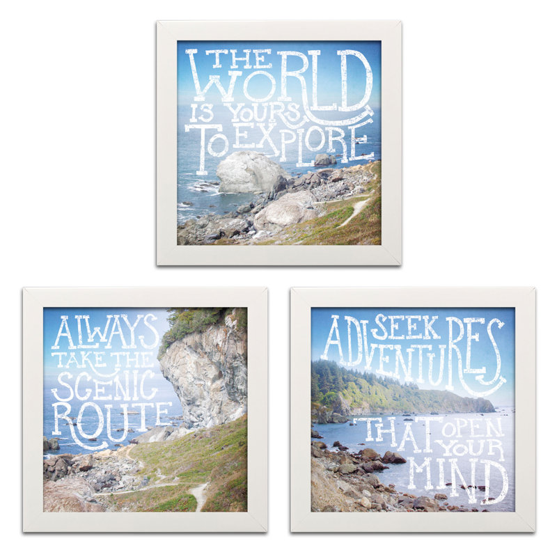« côtier aventures ii, mer côtière iii et aventures côtières iv », ensemble de 3 pièces d’art textuel