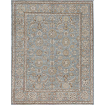 Sultanabad Hand-Knotted High-Quality Light Blue Area Rug