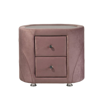 Exquisite Upholstered Nightstand with Two Drawers and Chrome Metal Legs, a Perfect Addition to Elevate Your Bedroom Decor