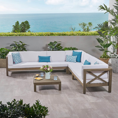 Jacklyn 6-Piece Solid Wood Modular Sectional with Cushions 