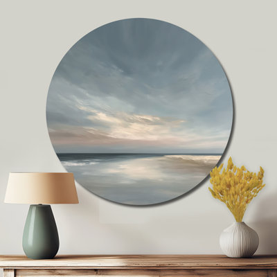 Coucher de soleil doré, vue aérienne sur les vagues - plage ronde, art mural en métal