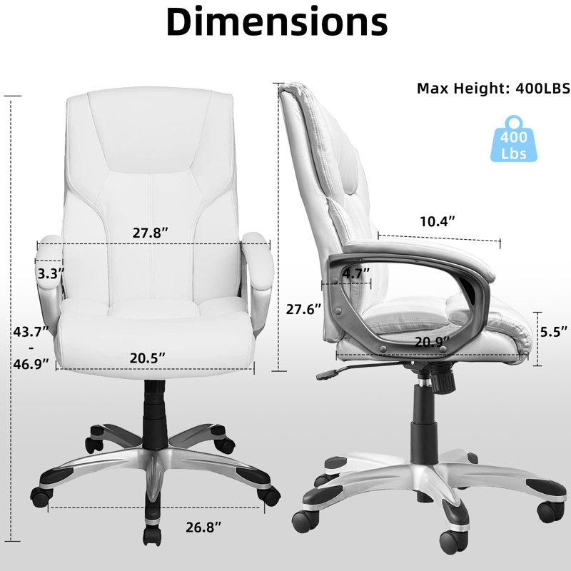 Fauteuil de bureau Ilyn, Blanc, Blanc