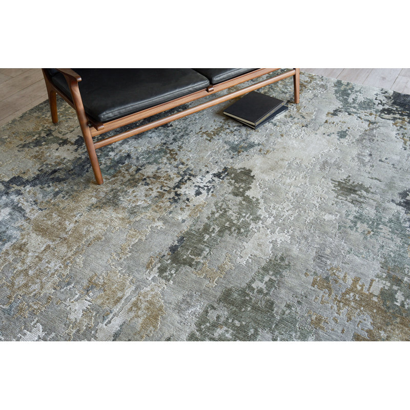 Rectangle Cosmo Abstract Hand-Knotted WoolBamboo Slat/Seagrass Area Rug in Multicolor, Rectangle 8' x 10'
