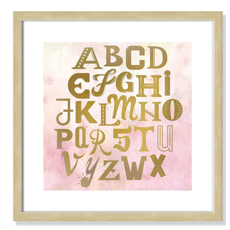 Abc Pink ', impression sur papier, Encadré de boîte champagne, H 16 po x l 16 po x P 1,18 po