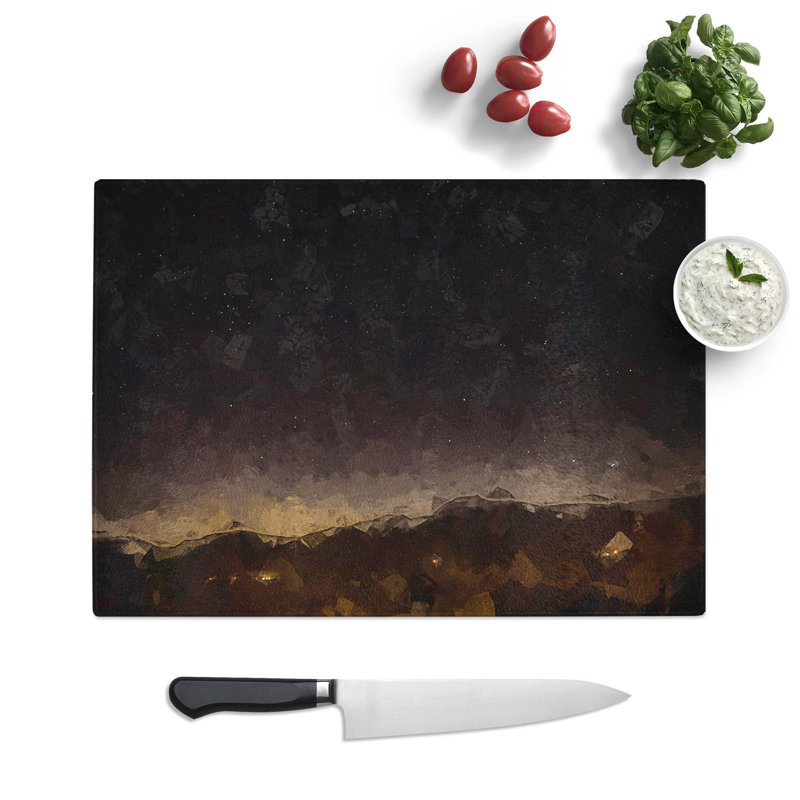 Tempered Glass Stars over Trigance in France Chopping Board, 39 cm W x 28.5 cm L