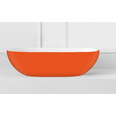 Victoria + Albert Barcelona 13.625'' Matte White/Matte Traffic Orange Volcanic Limestone Oval Bathroom Sink