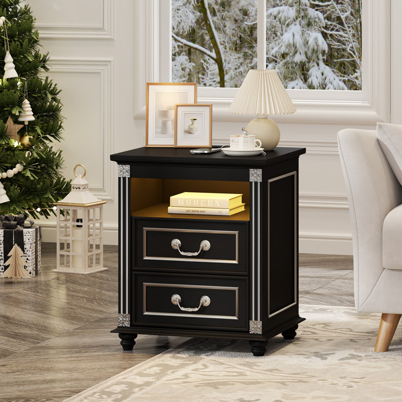 50cm W Bedside Table, Black