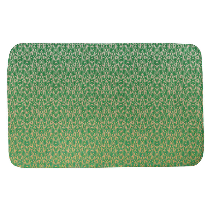 Tapis de salle de bain déco Leffel, l 21 po x L 34 po, Vert / Jaune
