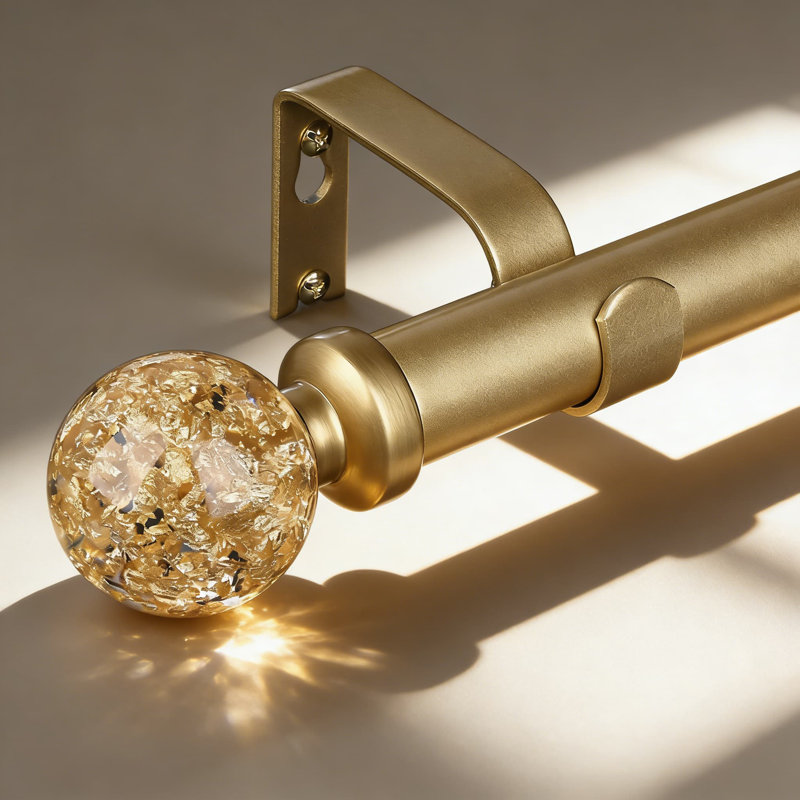 Tringle à rideaux ajustable robuste avec embouts en boule de cristal, tringle à draperie décorative de 1 pouce de diamètre pour fenêtres de 30 à 120 pouces, finition dorée moderne