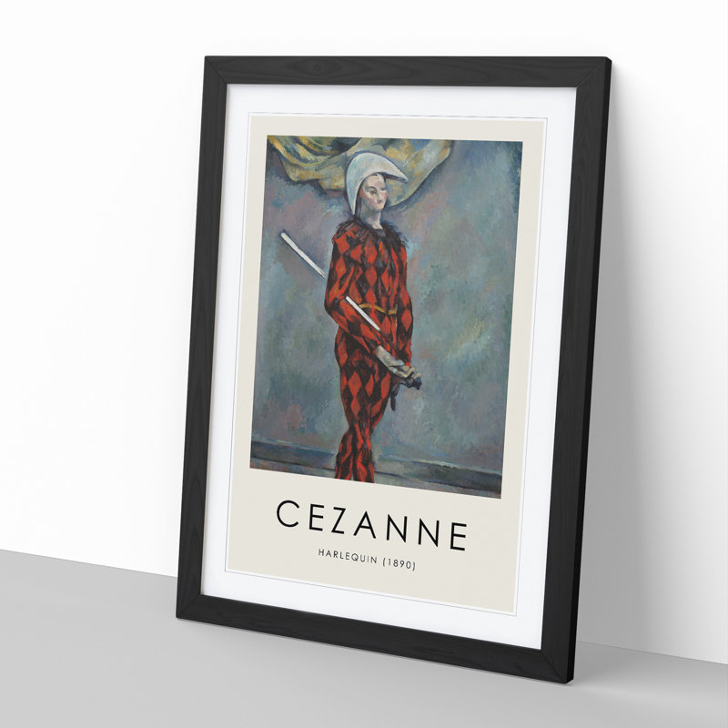 Harlequin by Paul Cezanne - Picture Frame Painting, Black Framed, 48cm H x 36cm W x 2cm D