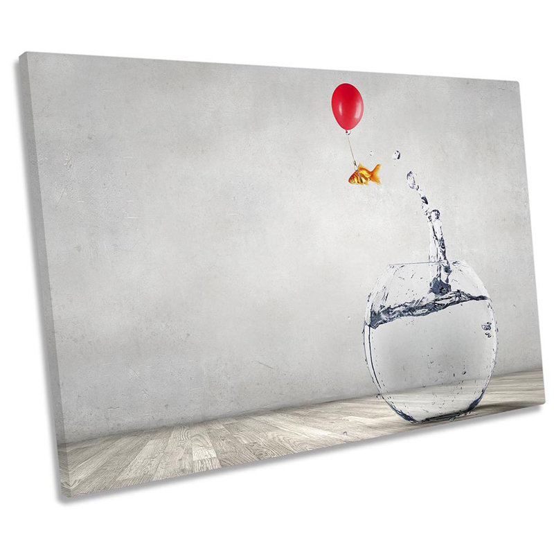Goldfish Bowl Balloon - Wrapped Canvas Print, 81.3cm  H x 121.9cm  W