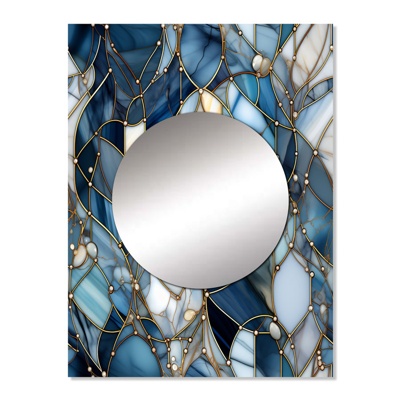 Naliya fantaisie motif de marbre - miroir mural unique en marbre, miroir moderne, impression d'art en métal, 32 po x 24 po