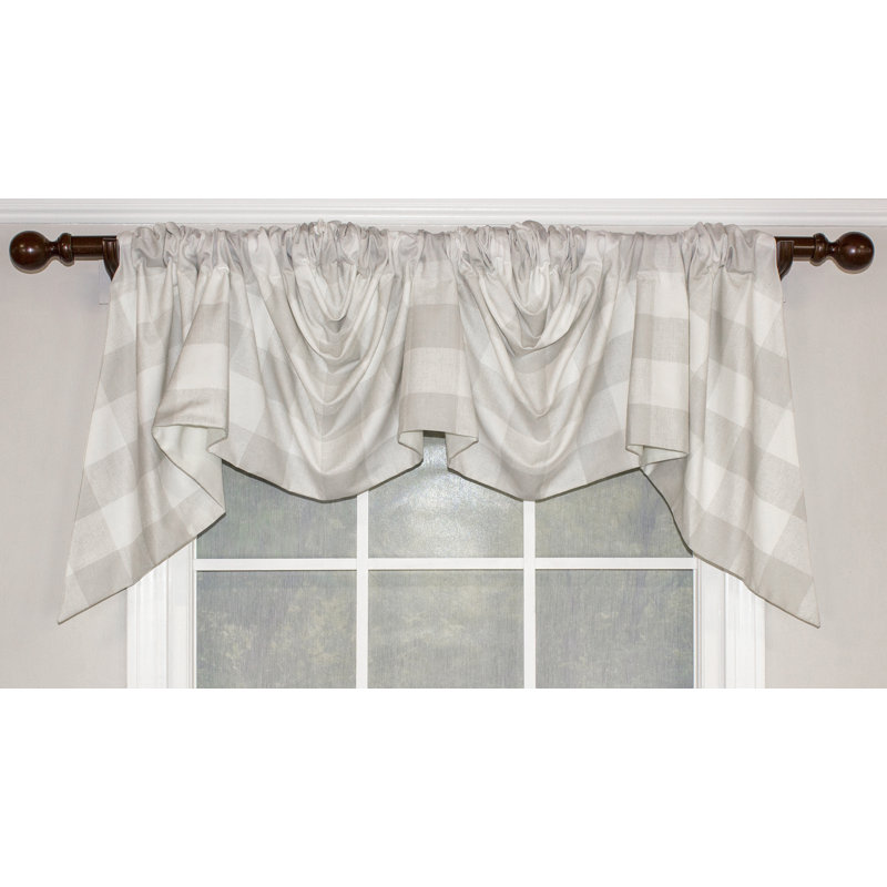 Cotton Blend Checkered Swag Window Valance, Grey